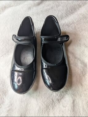 Girls' Black Tap Shoes with Hook-and-Loop Strap